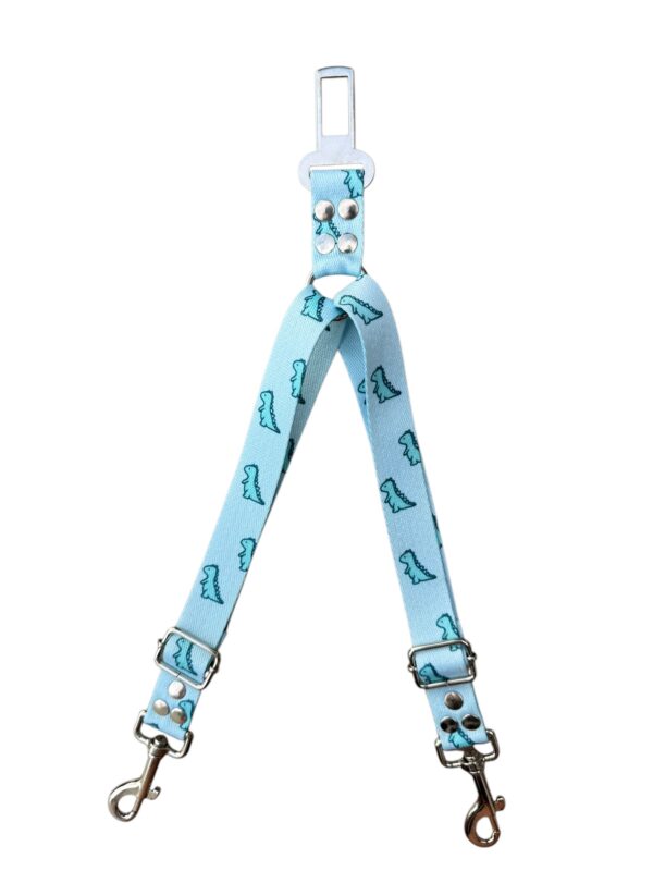 cinturon de seguridad doble dino celeste