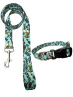 Collar Regulable Sublimado + Correa - Grafitti Celeste