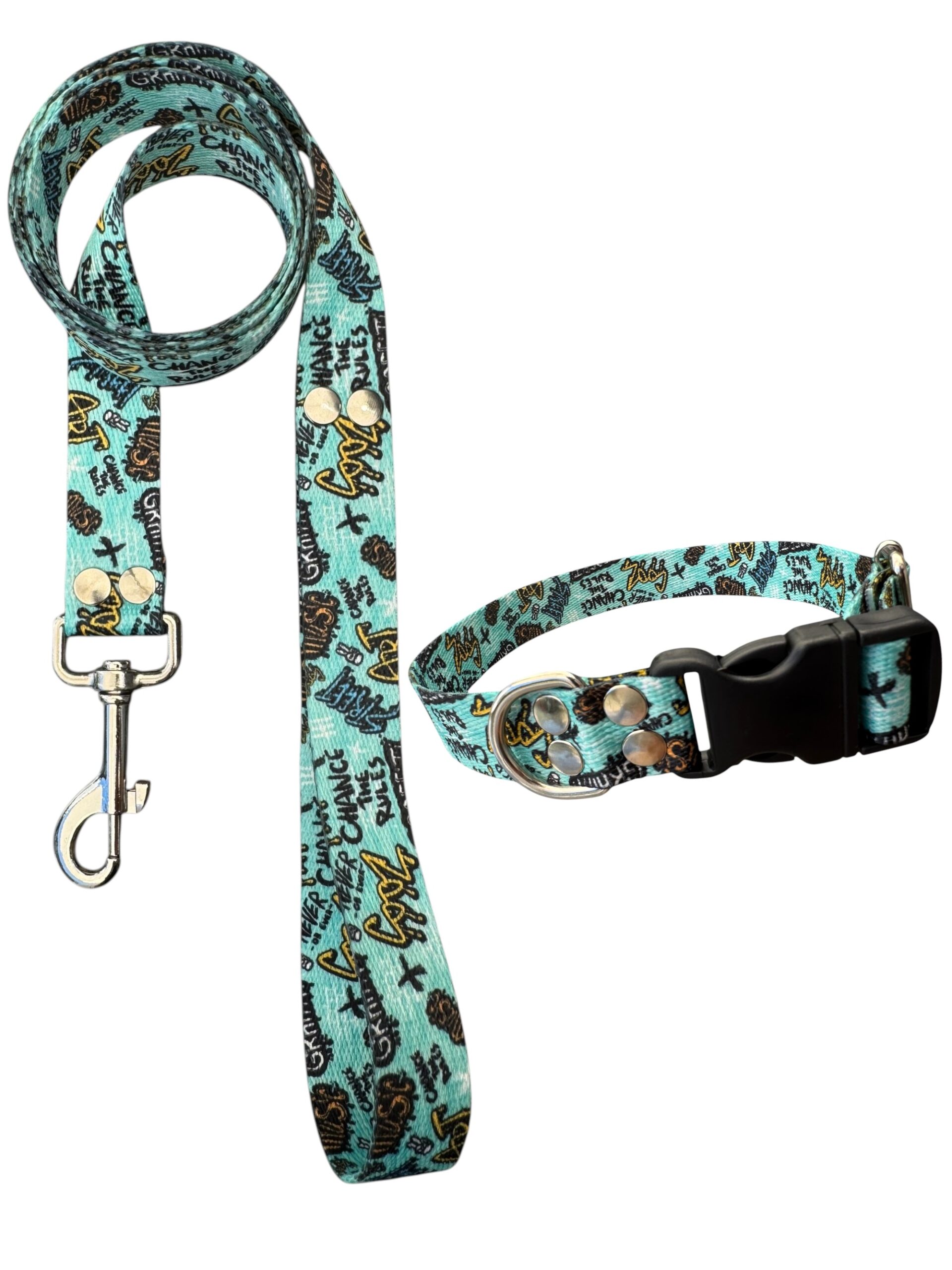 DEGRADEPASTEL COLLAR (18) Collar Regulable Sublimado + Correa - Grafitti Celeste - Imagen 1