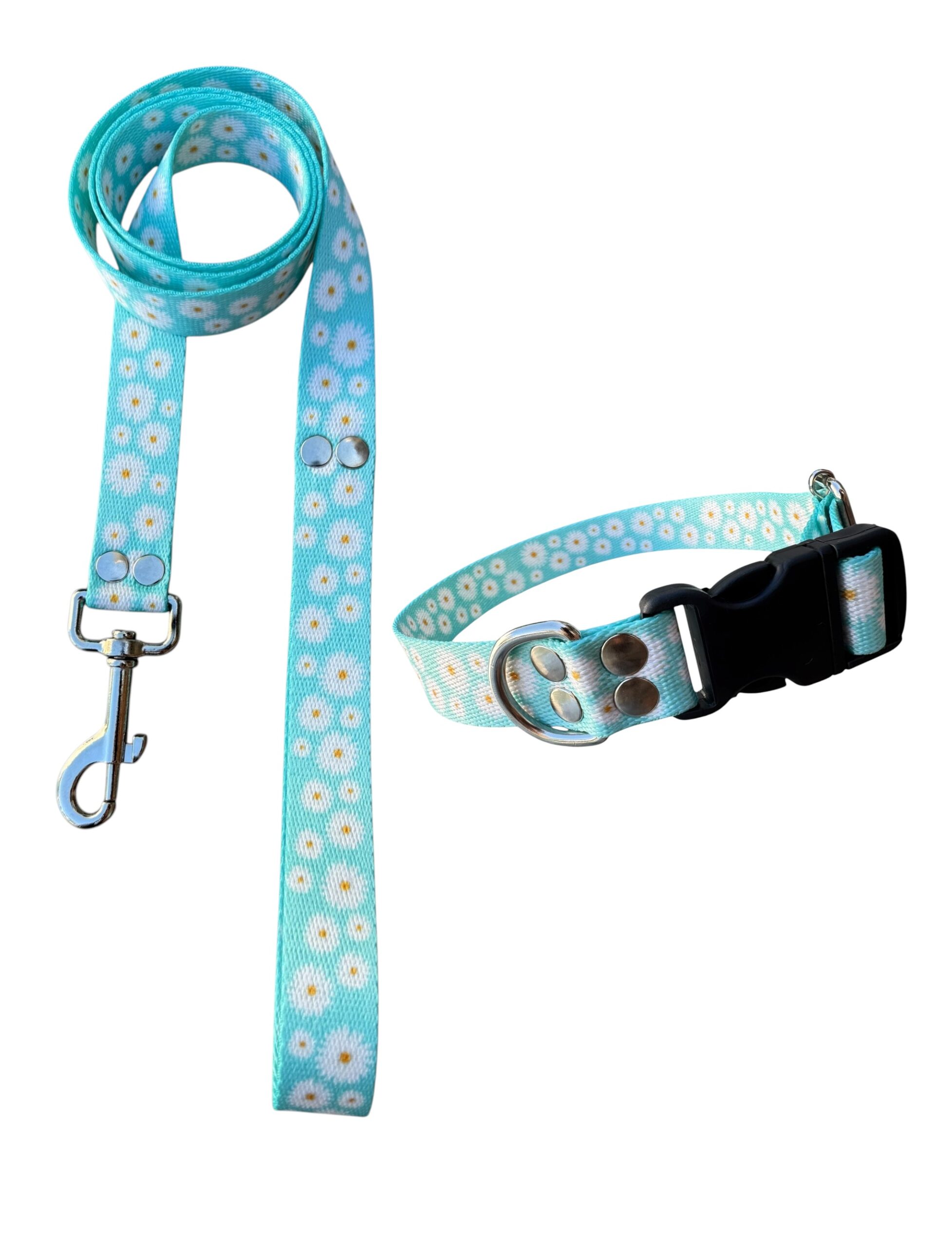 DEGRADEPASTEL COLLAR (3) Collar Regulable Sublimado + Correa - Margarita Celeste - Imagen 1