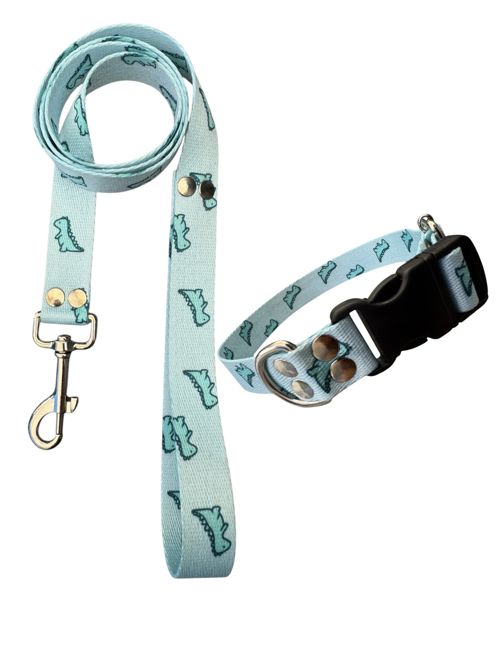 DEGRADEPASTEL COLLAR Collar Regulable Sublimado + Correa - Dino Celeste - Imagen 1