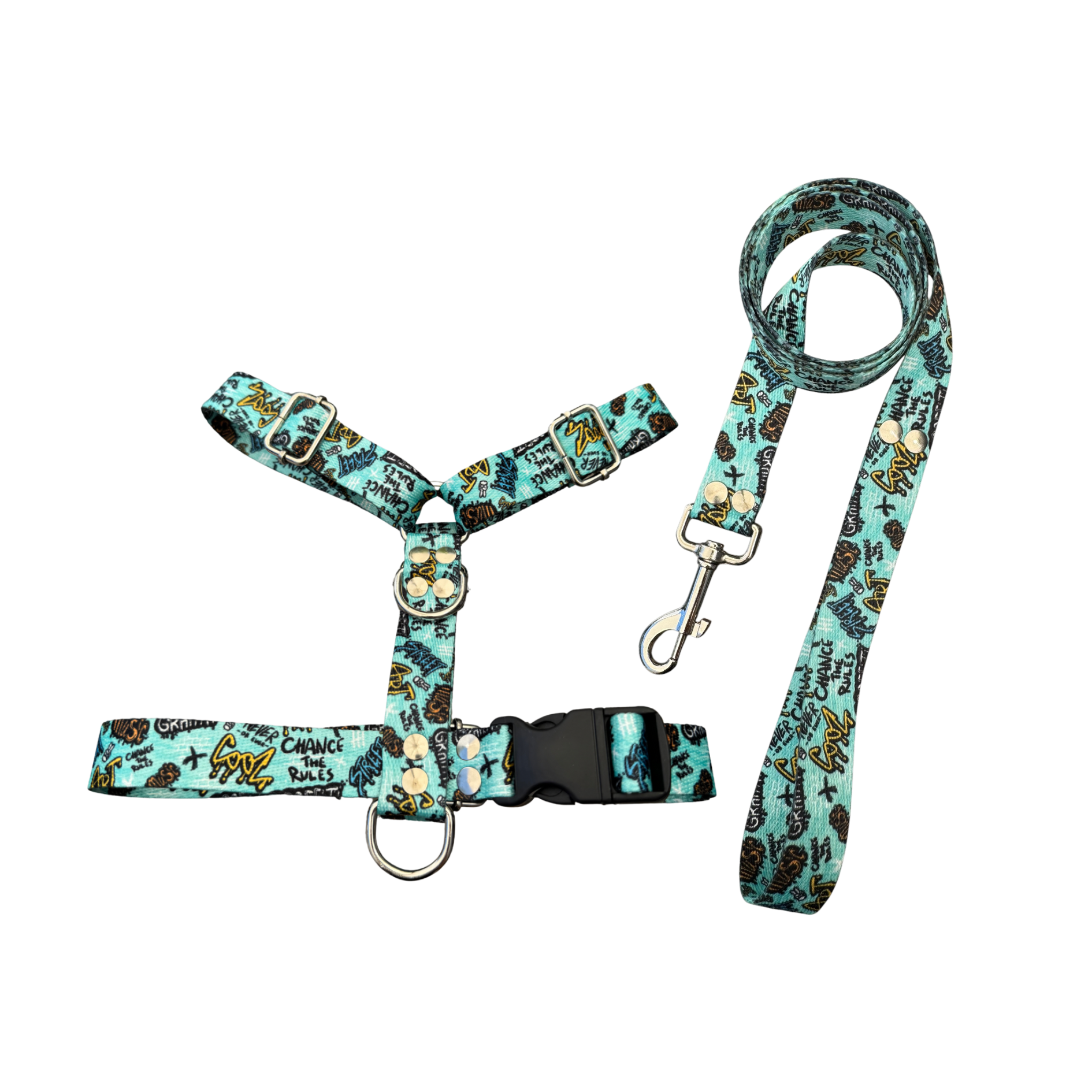 Pretal H (18) Conjunto Pretal H + Correa - Grafitti Celeste - Imagen 1